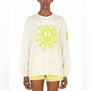 Ganni Love Club Print Long Sleeve T-Shirt